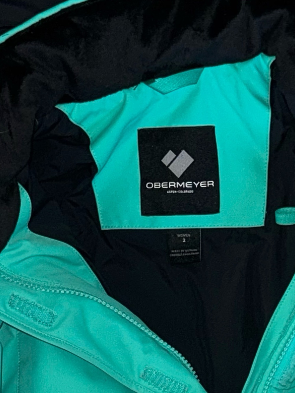 Obermeyer Teal Women's Insulated Ski Jacket with Faux Fur Trim